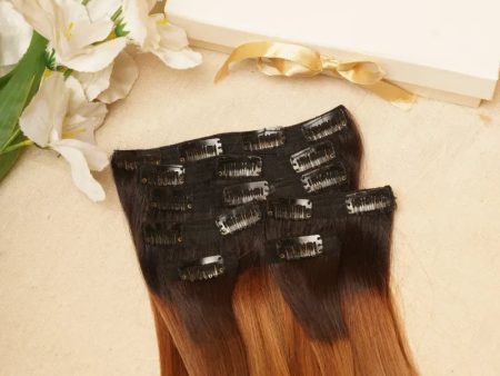 Seven Set Clip in Extensions - Caramel Brown Ombre (Straight Texture) Online Hot Sale