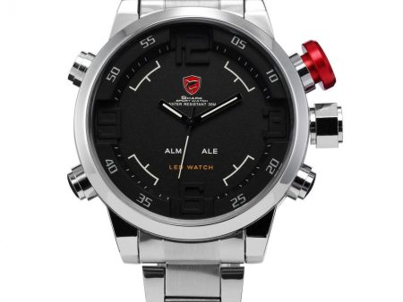 GULPER Shark Sport Watch Silver Black Red SW 103 For Sale