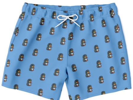 Duck Mullet Men s Swim Trunks - Blue Fashion