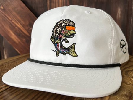 Trout Mullet Rope Hat - White Black For Sale