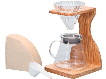 Hario V60 Pour Over Stand Set - Olive Wood on Sale