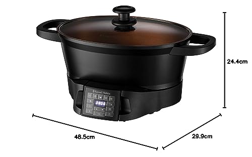 Russell Hobbs Good-to-Go 6.5L Electric Multicooker - 8 Digital functions Sear, Slow Cook, Steam, Boil, Keep warm & Roast, Cast aluminium housing, Glass lid, Dishwasher safe parts, 750W, Black, 28270 Online