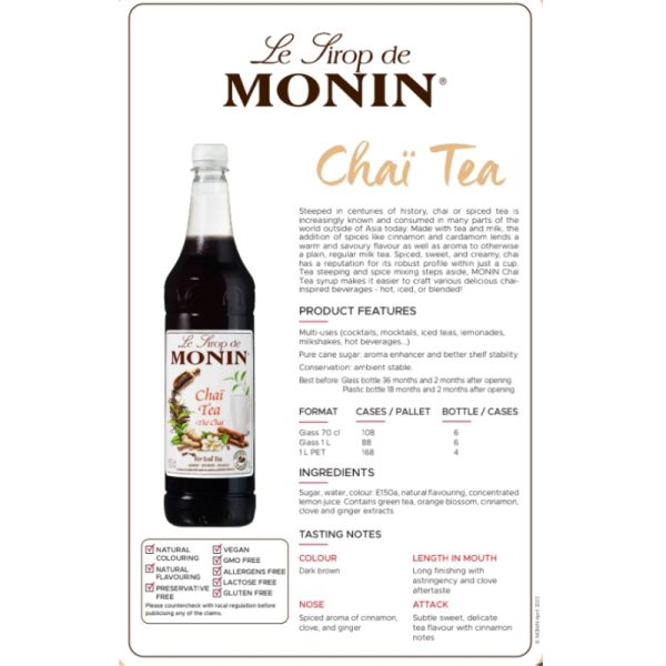 Monin Chai Tea Syrup 1L Online