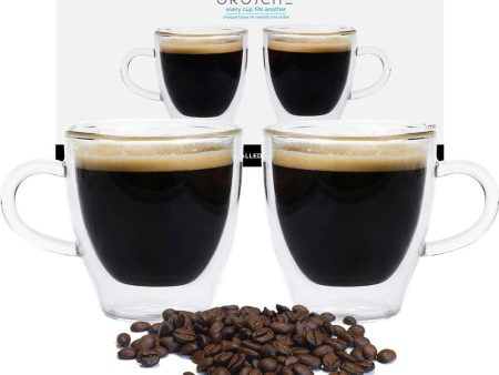 GROSCHE TURIN Double Wall Espresso Glass Cups, Set of 2 Supply